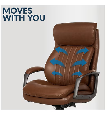 La-Z-Boy Nova Ergonomic Polyurethane Swivel Executive Chair, Cognac - Image 5