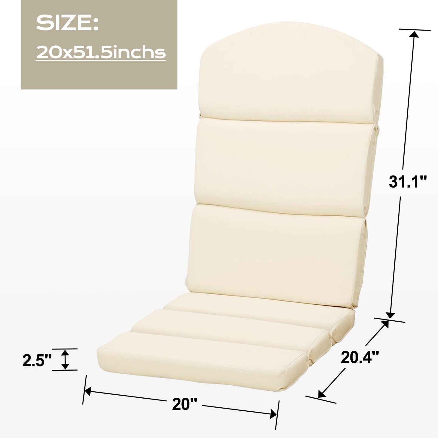 2 SET/ High-Back Adirondack Chair Cushion - Cream Yellow - Image 2
