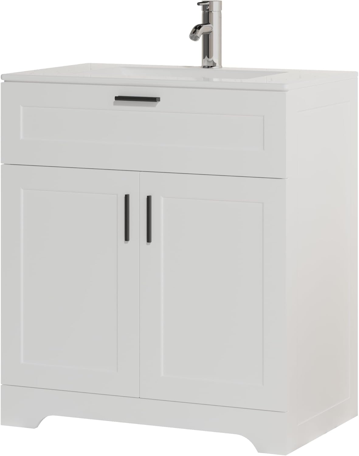 Bathroom Vanity with Ceramic Sink (30 Inch, Cabinet ONLY, White) - Image 3