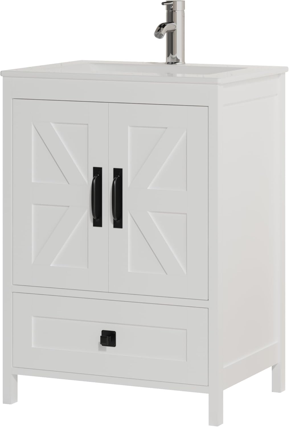 Bathroom Vanity with Ceramic Sink (24 Inch, Cabinet ONLY, White) - Image 3