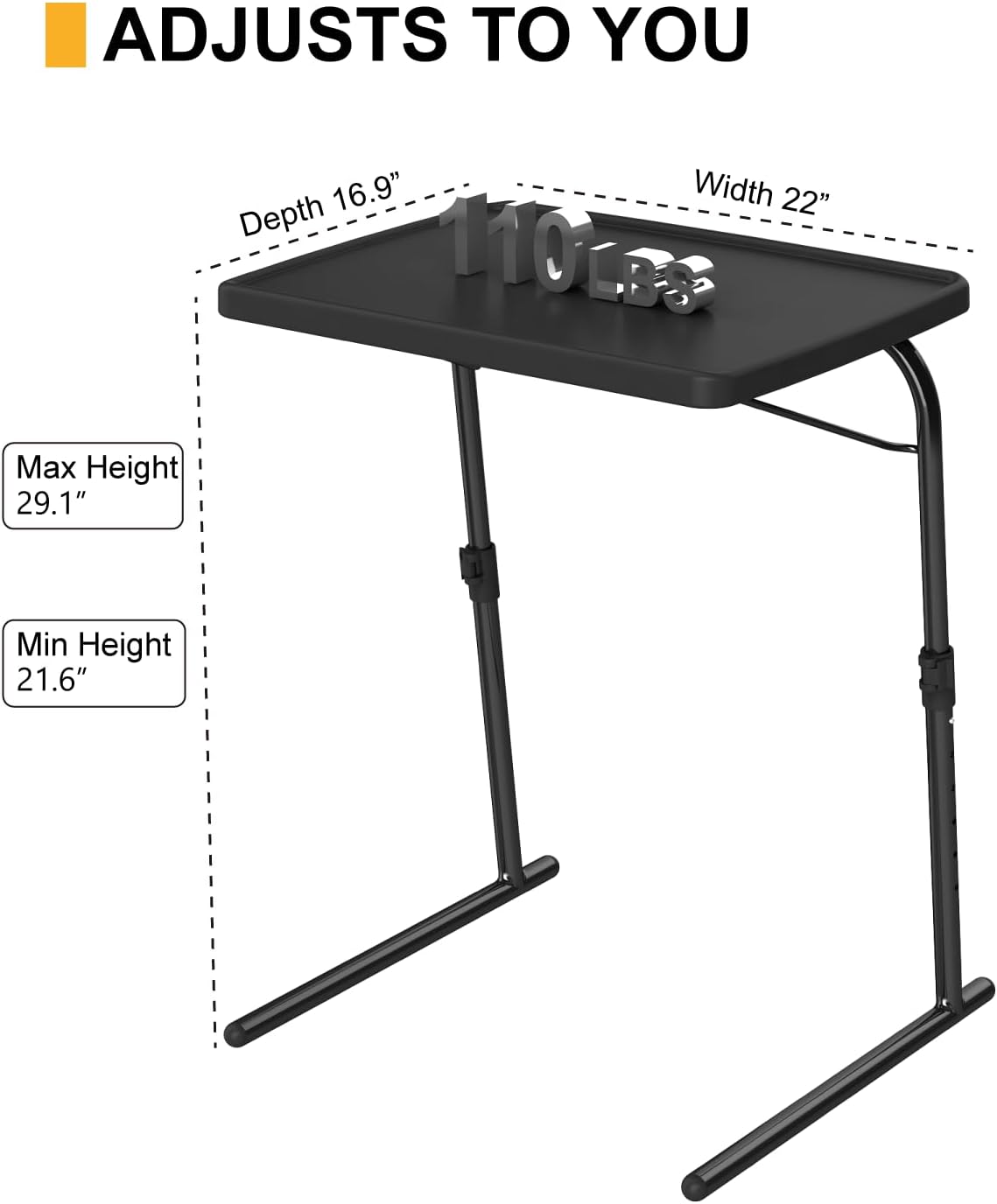 TV Tray Table, 16.9 x 22 x 29.1inch XL PRO Folding Dinner Table - Image 2
