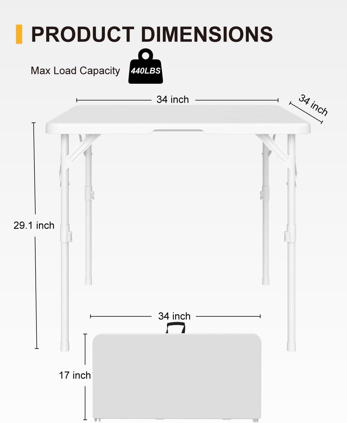34" Square Folding Table