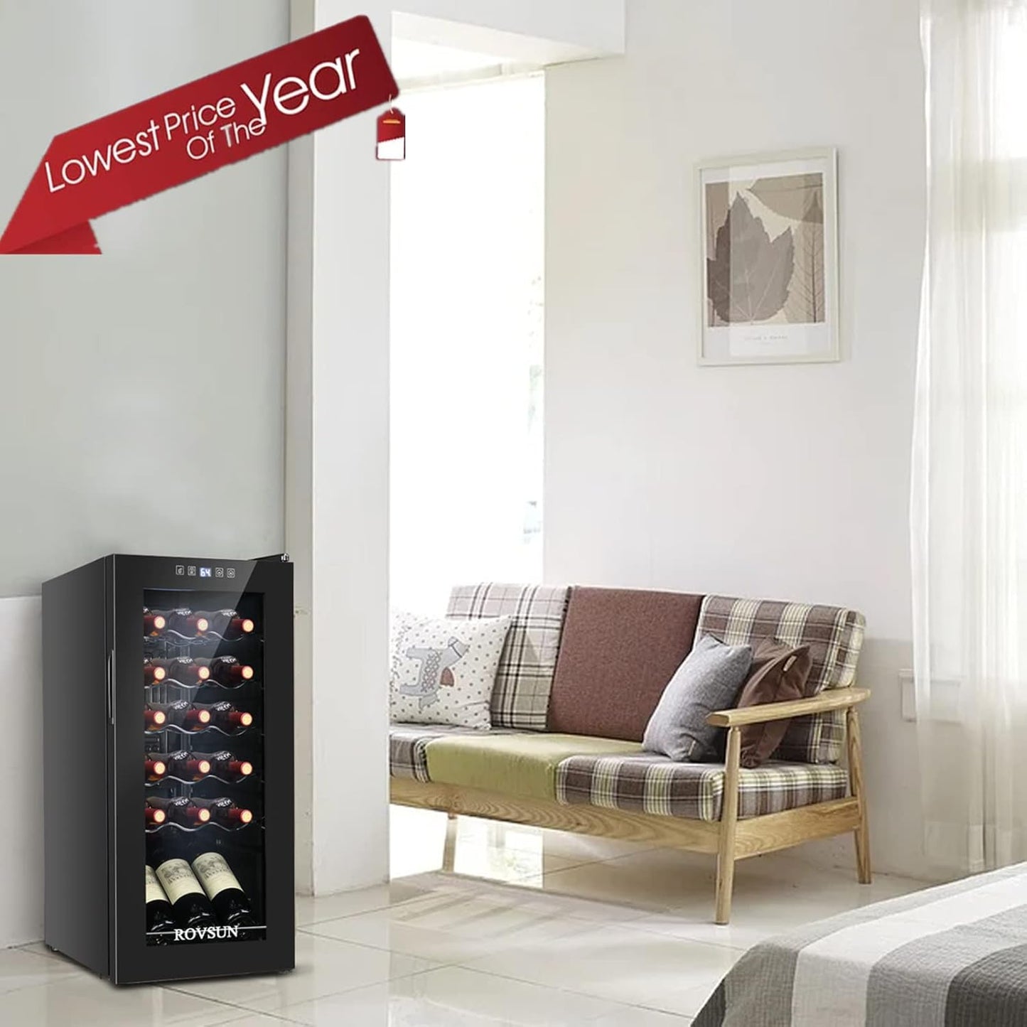 18 Bottle Wine Fridge, Freestanding Compressor Wine Cooler Refrigerator - Image 9