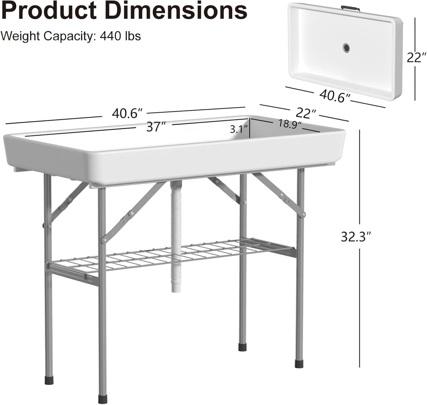 4 Foot Ice Cooler Table, Outdoor Cooler Table with Removable Matching Skirt and Shelf - Image 2