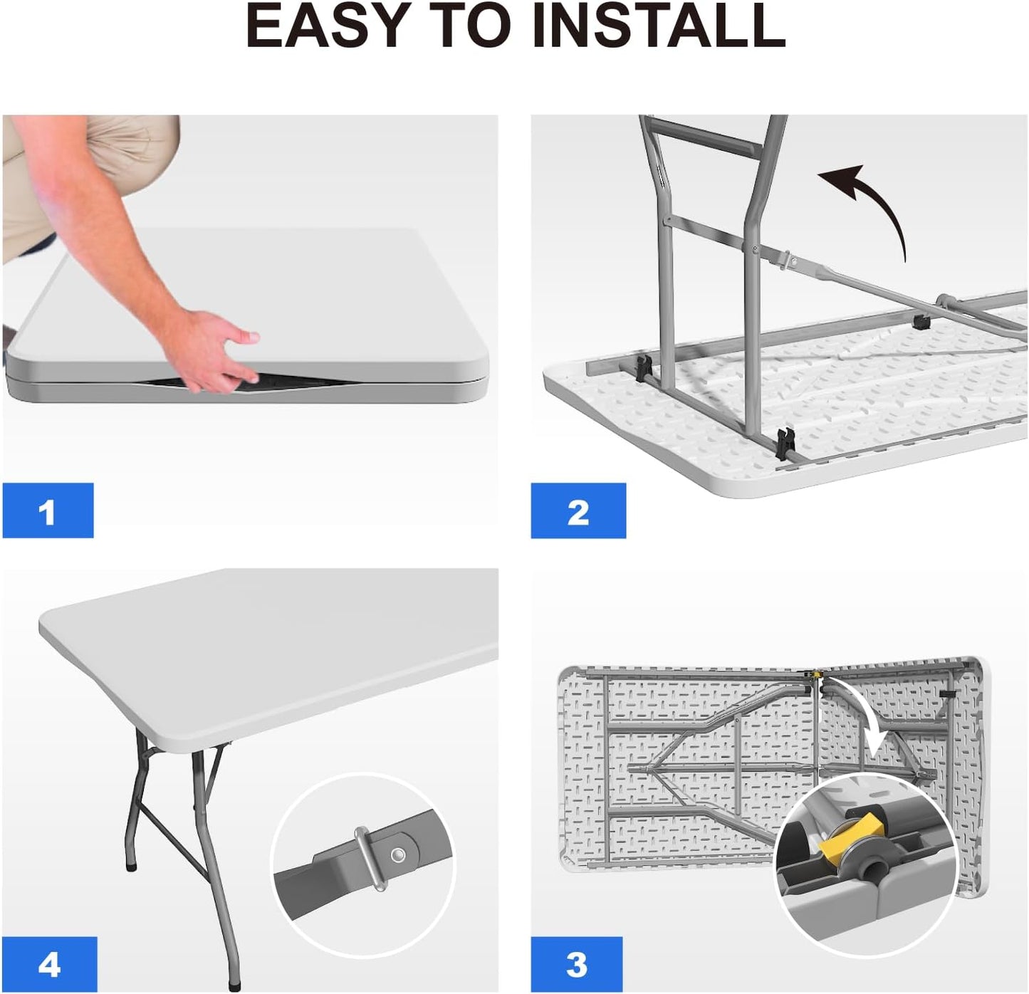 Foldable Table 8ft, Plastic Folding Table - Image 7