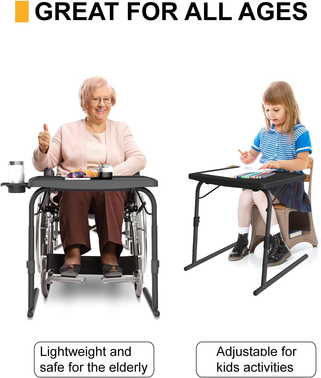 XL PRO TV Dinner Table with Cup Holder and Tablet Slot