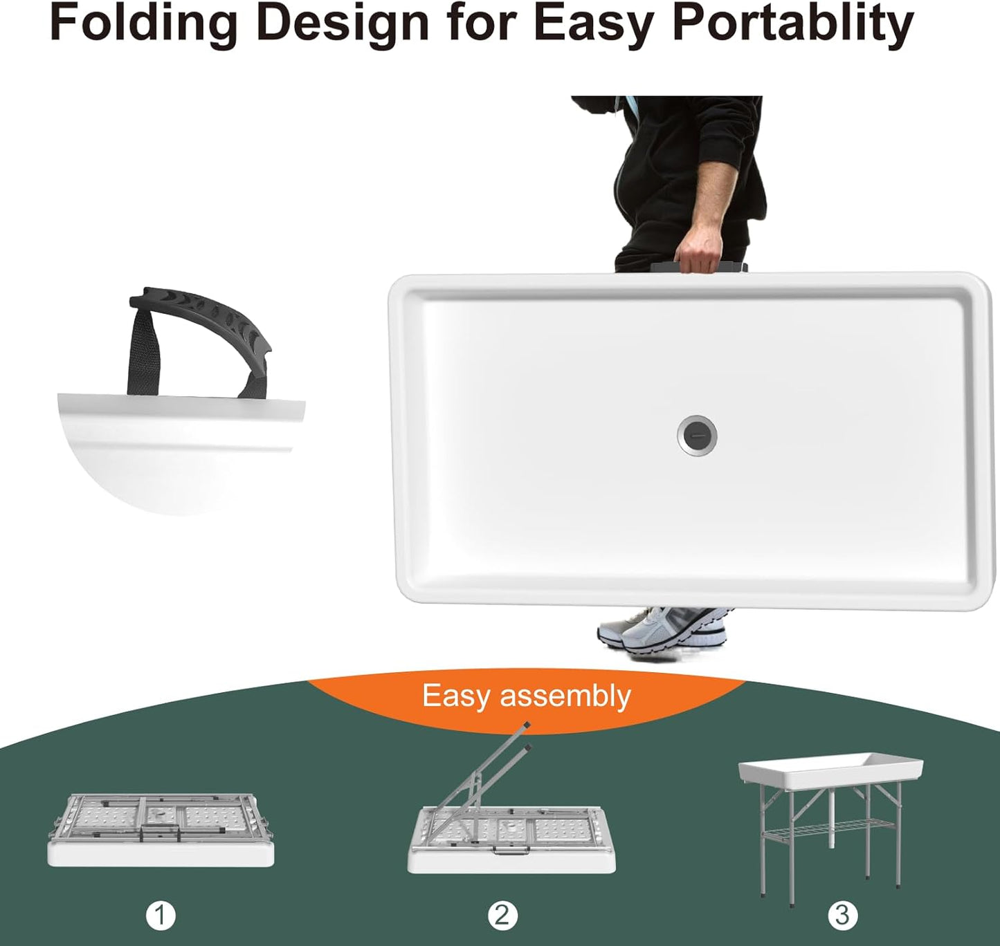 4 Foot Ice Cooler Table, Outdoor Cooler Table with Removable Matching Skirt and Shelf - Image 5