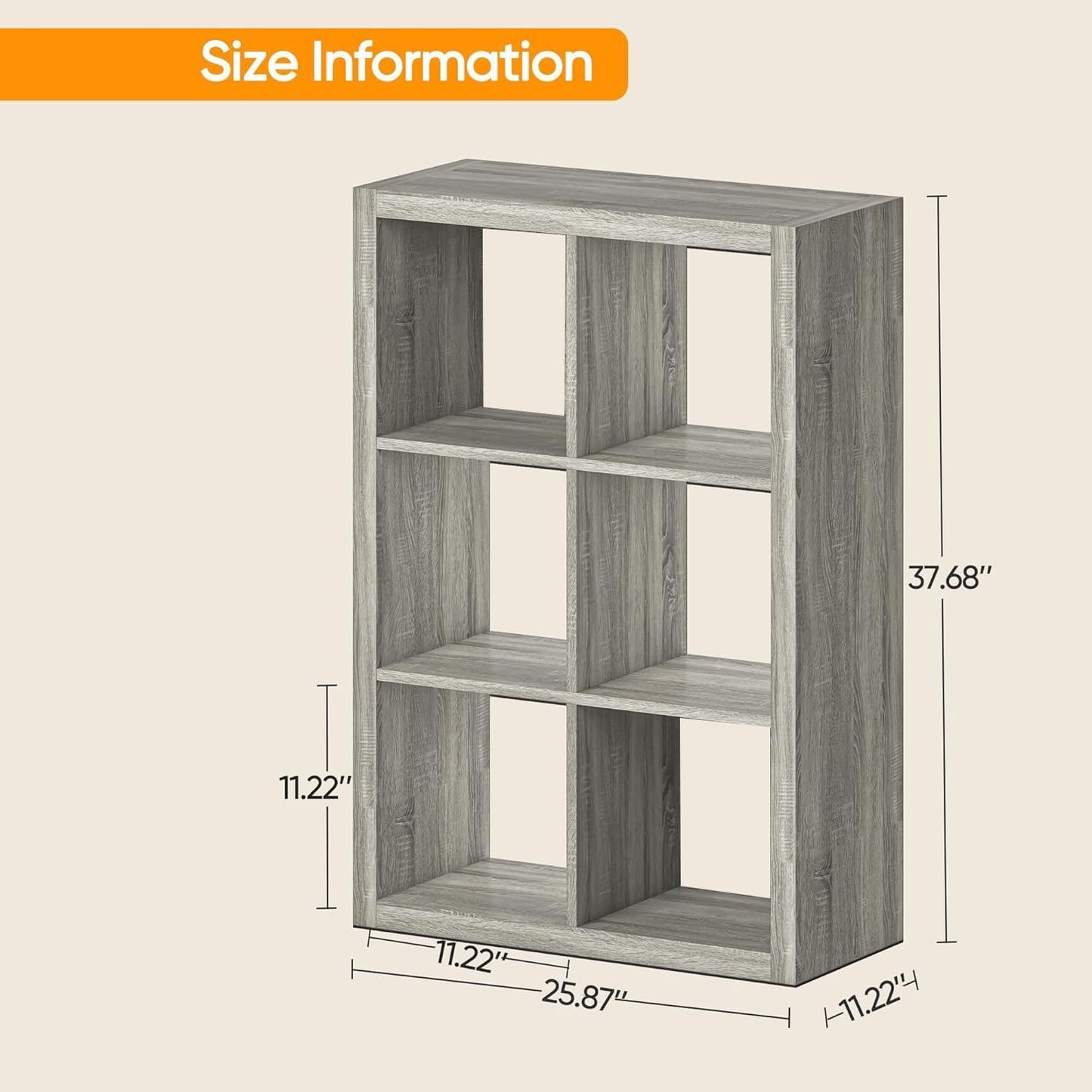 6-Cube Storage Organizer - Gray Oak - Image 3