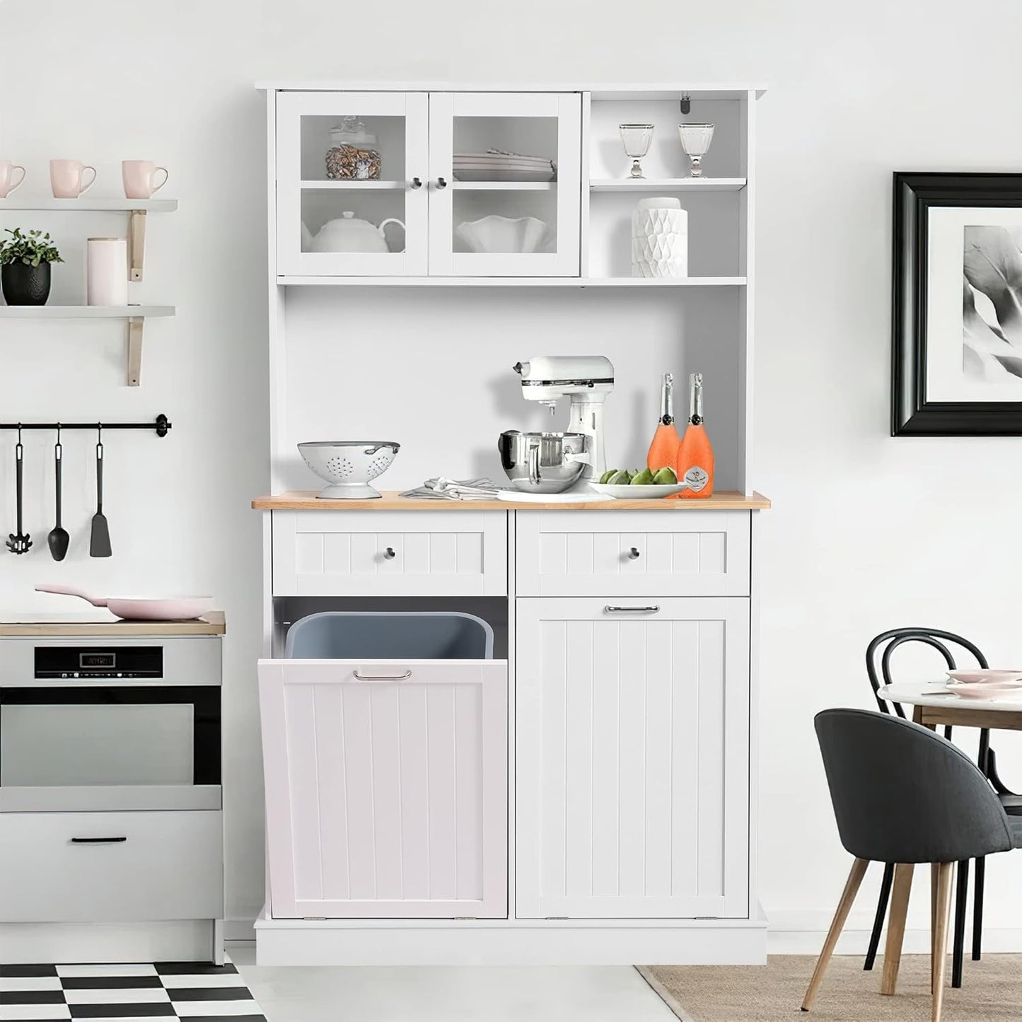 68.4" Kitchen Pantry Storage Cabinet - White - Image 8