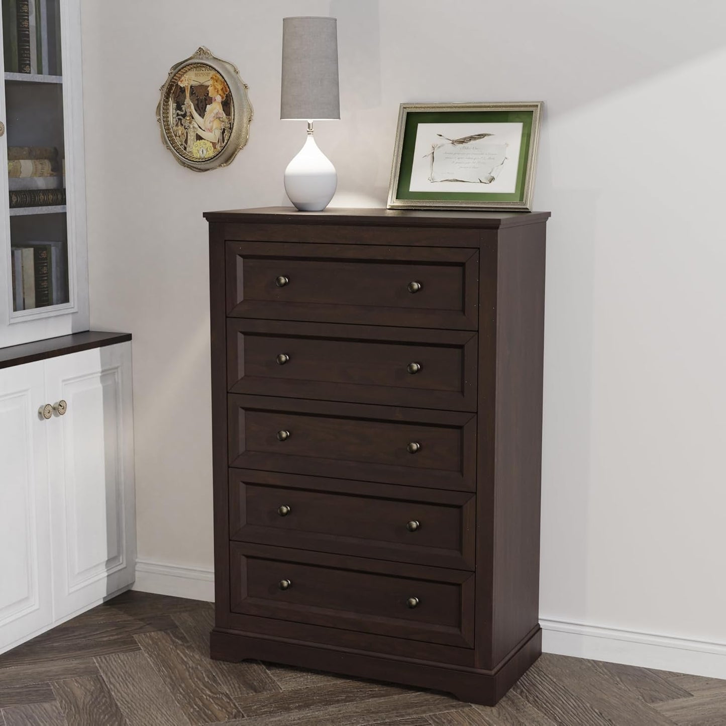 Farmhouse Dresser 5 Drawer (Brown) - Image 4