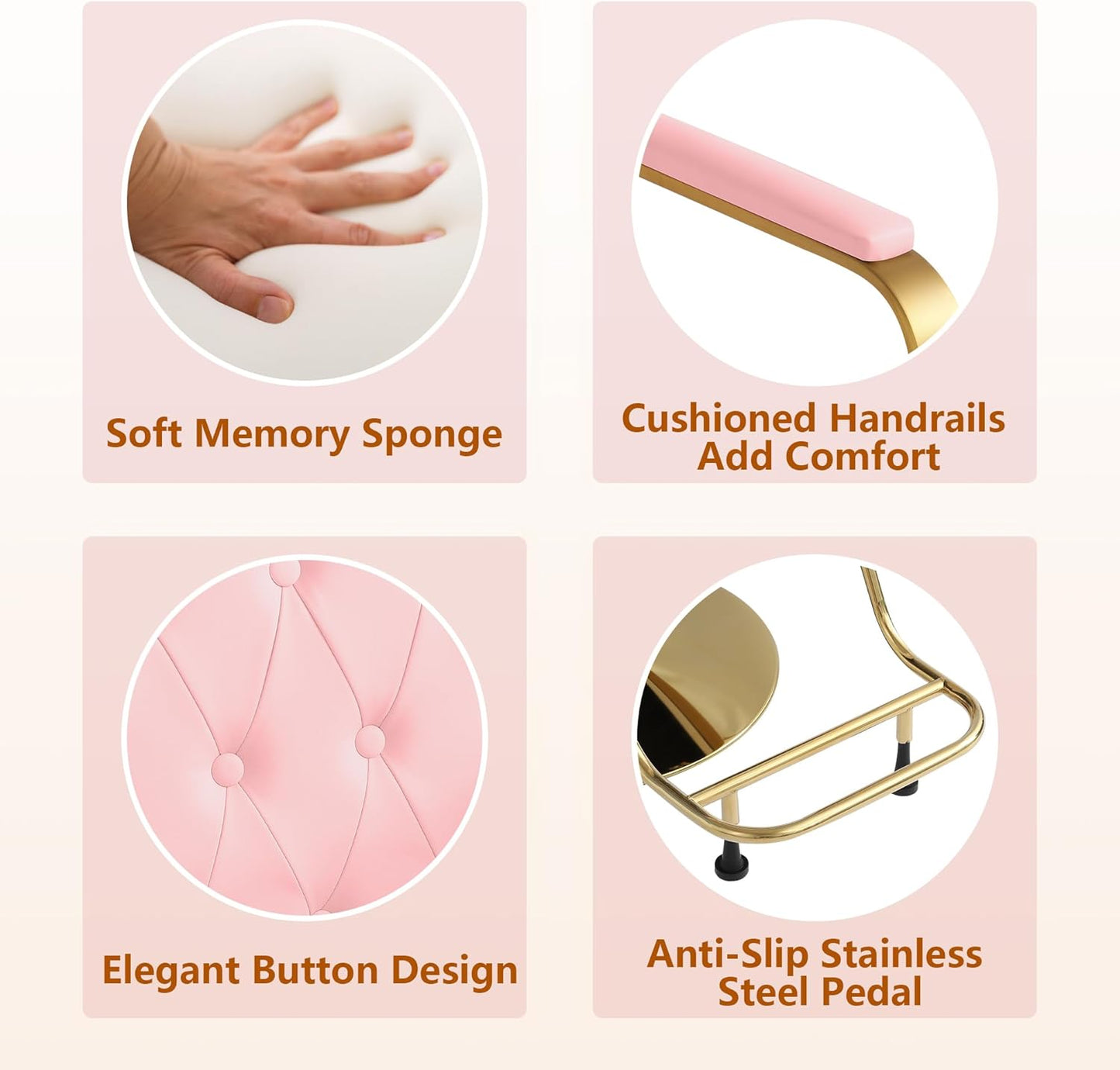 Barber Salon Chair for Hair Stylist - Pink Gold - Image 7