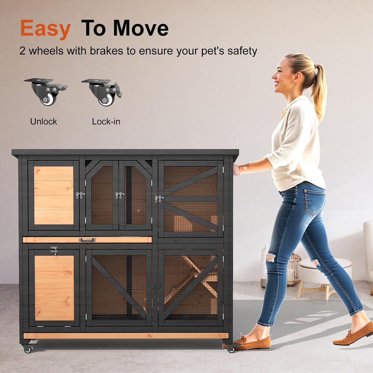 47.3" Two Story Rabbit Cage Bunny Cage Indoor - Image 4