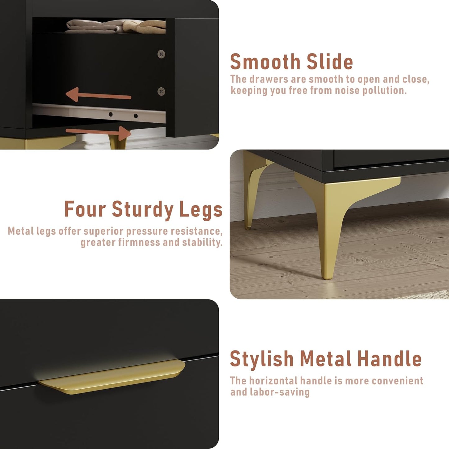 Dresser for Bedroom with 4 Drawers - Black - Image 4