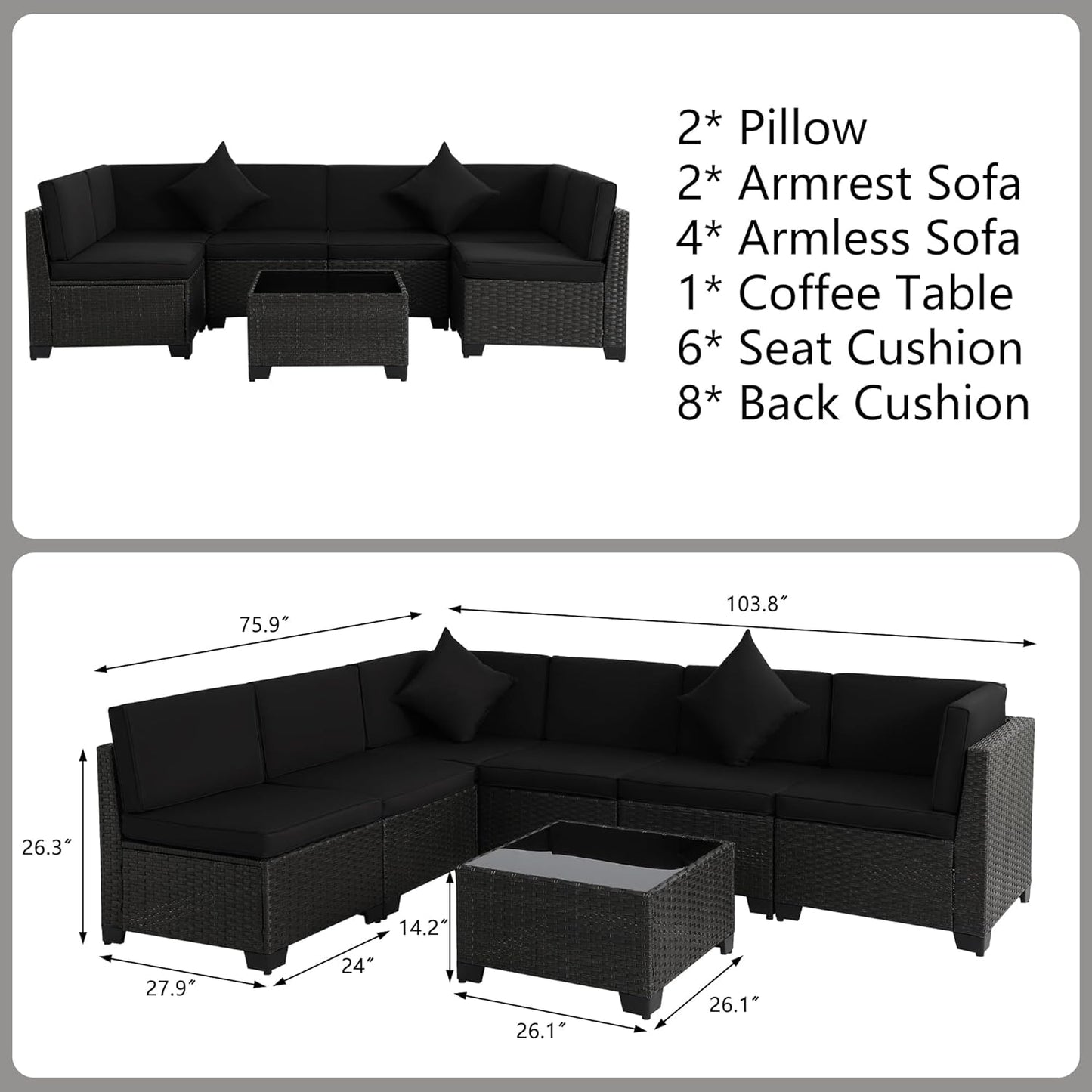 7 Piece Patio Set - 6117BL- A - Image 4
