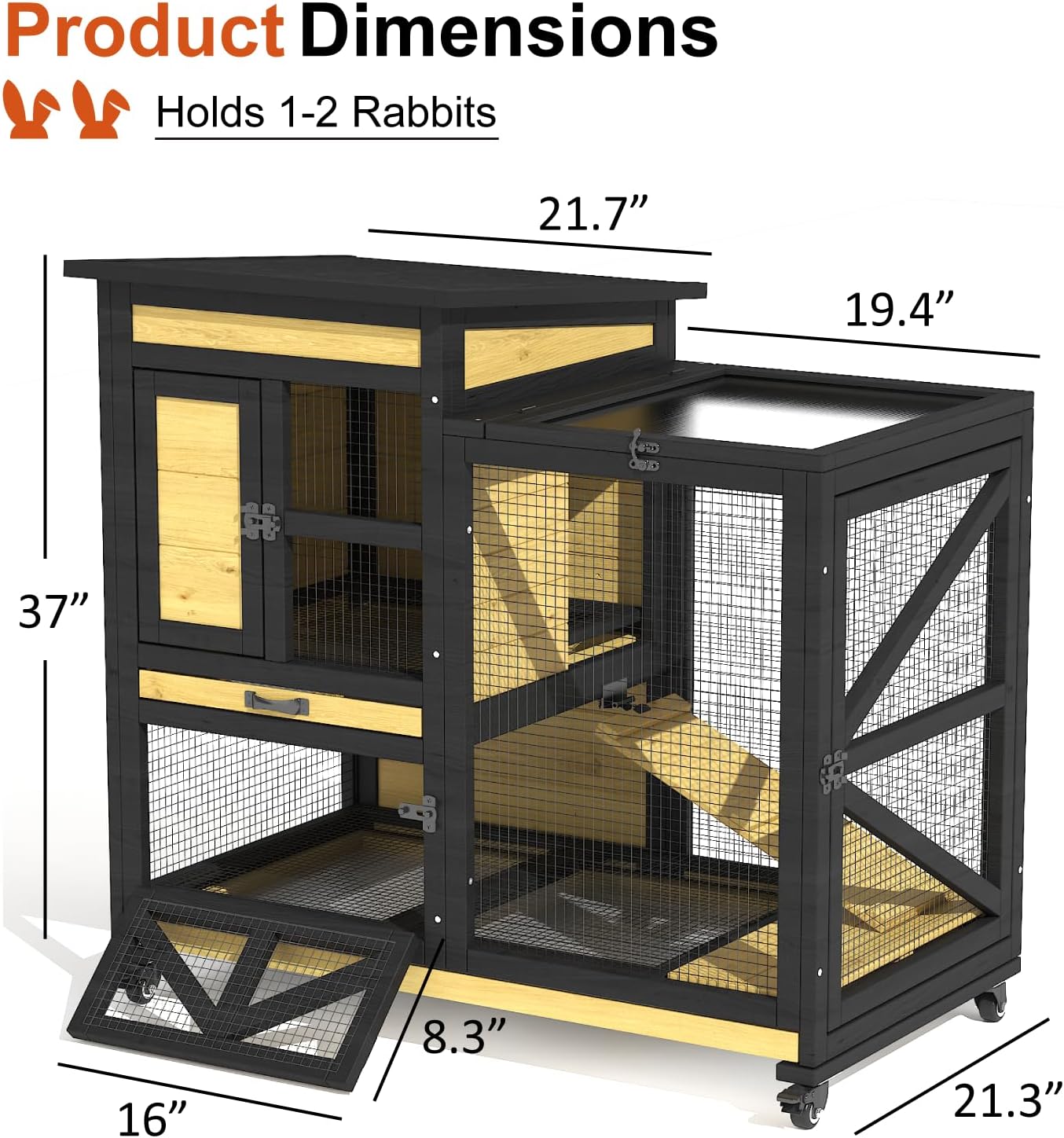 40'' Rabbit Cage Bunny Cage - Image 2
