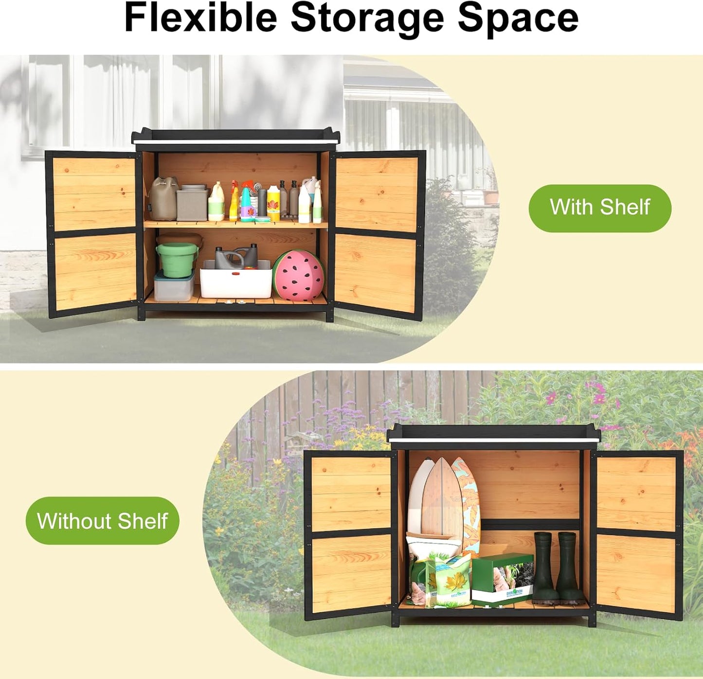 Outdoor Storage Cabinet with Metal Table Top - Image 4