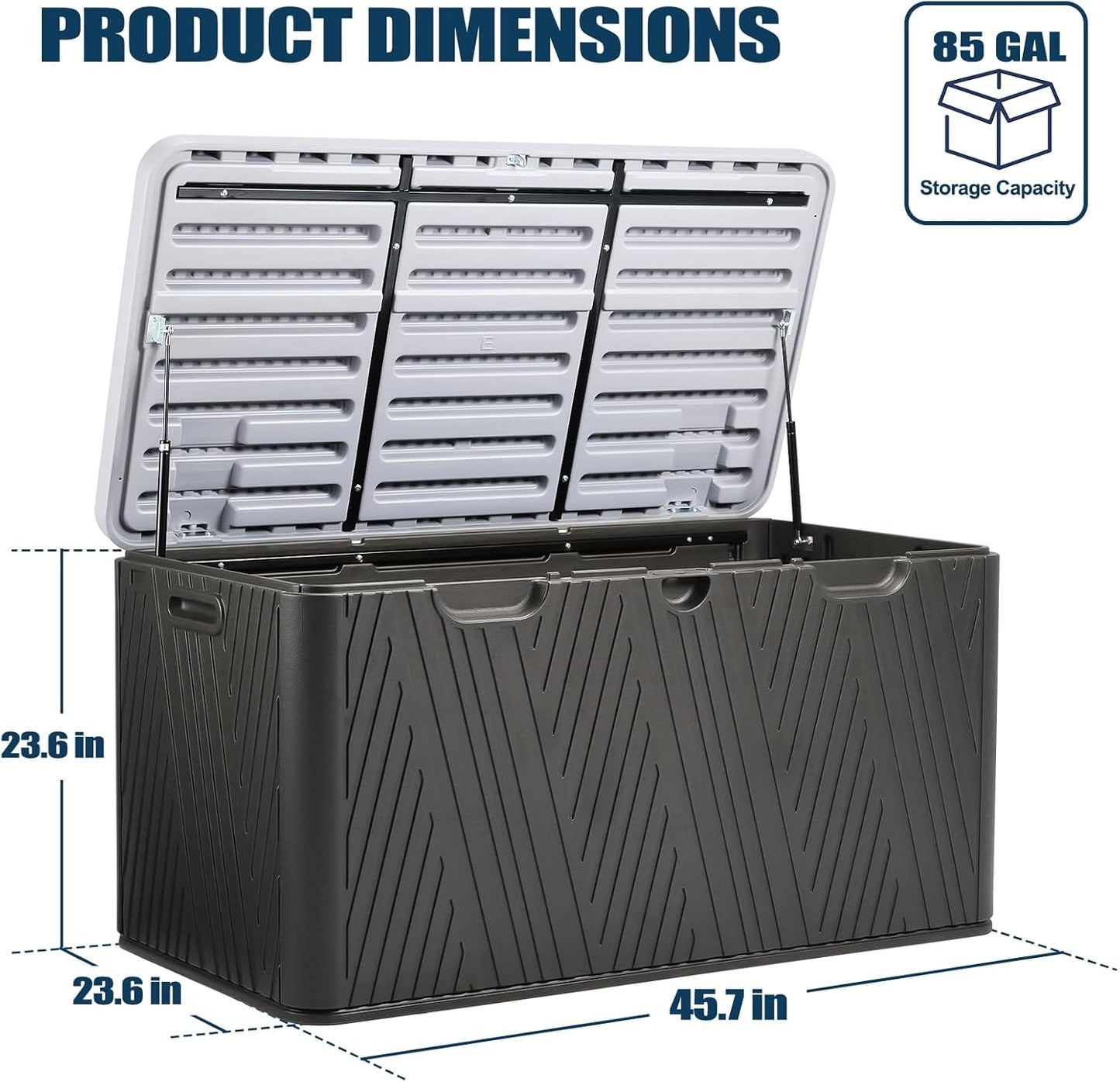 85 Gallon Deck Box, Outdoor Storage Box, Waterproof & Weather-Resistant Lockable, Patio Bench Storage Box for Cushion, Garden Tools - Image 3