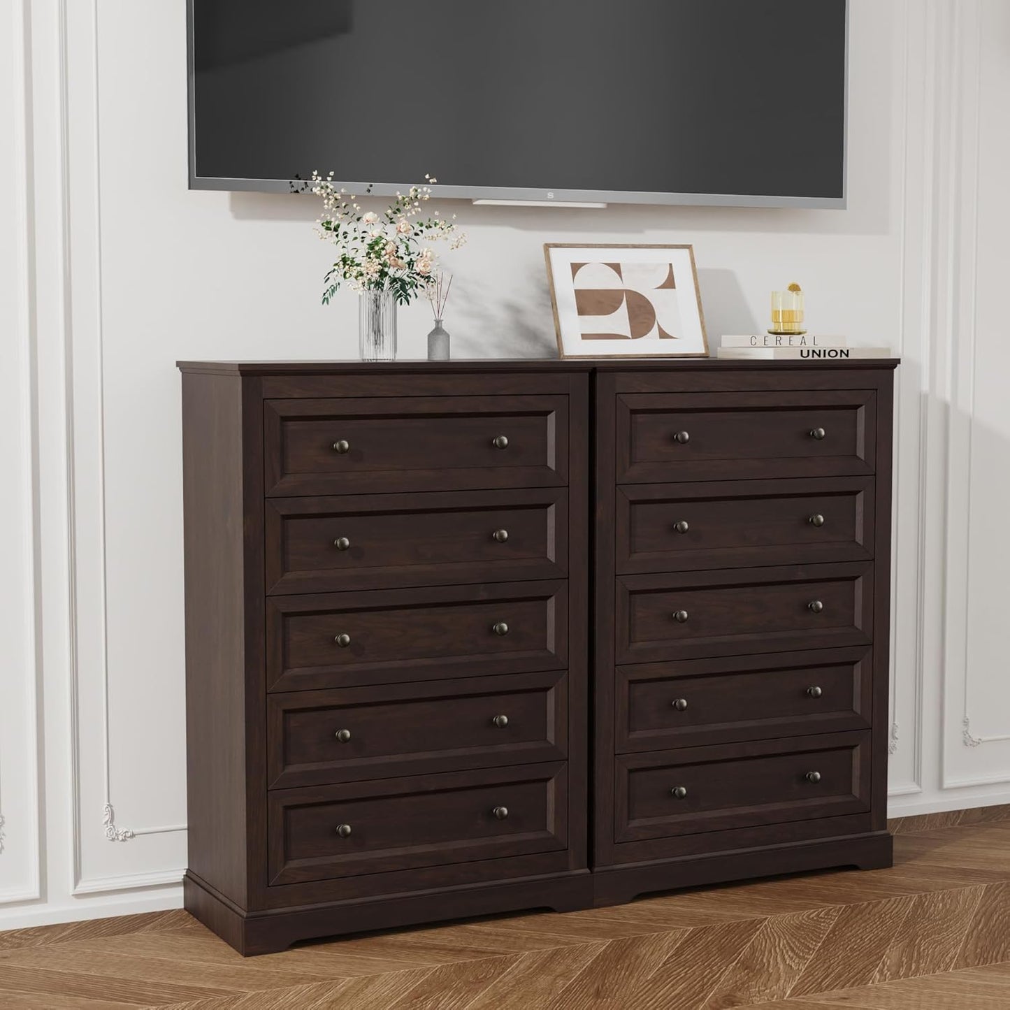 Farmhouse Dresser 5 Drawer (Brown) - Image 5