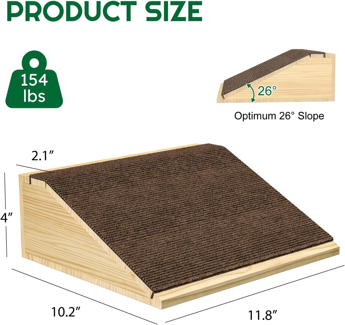 Dog Ramp for Stairs with Anti-Slip Brown Carpet, Lightweight Wooden Pet Ramp, 2 Pack - Image 2