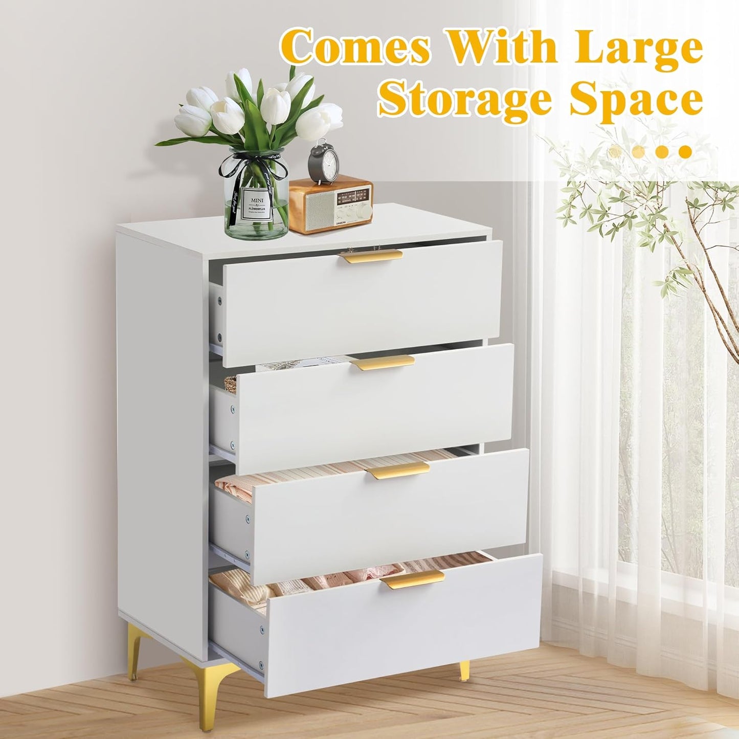 4 Drawer Dressers for Bedroom 1 PIECE - Image 5