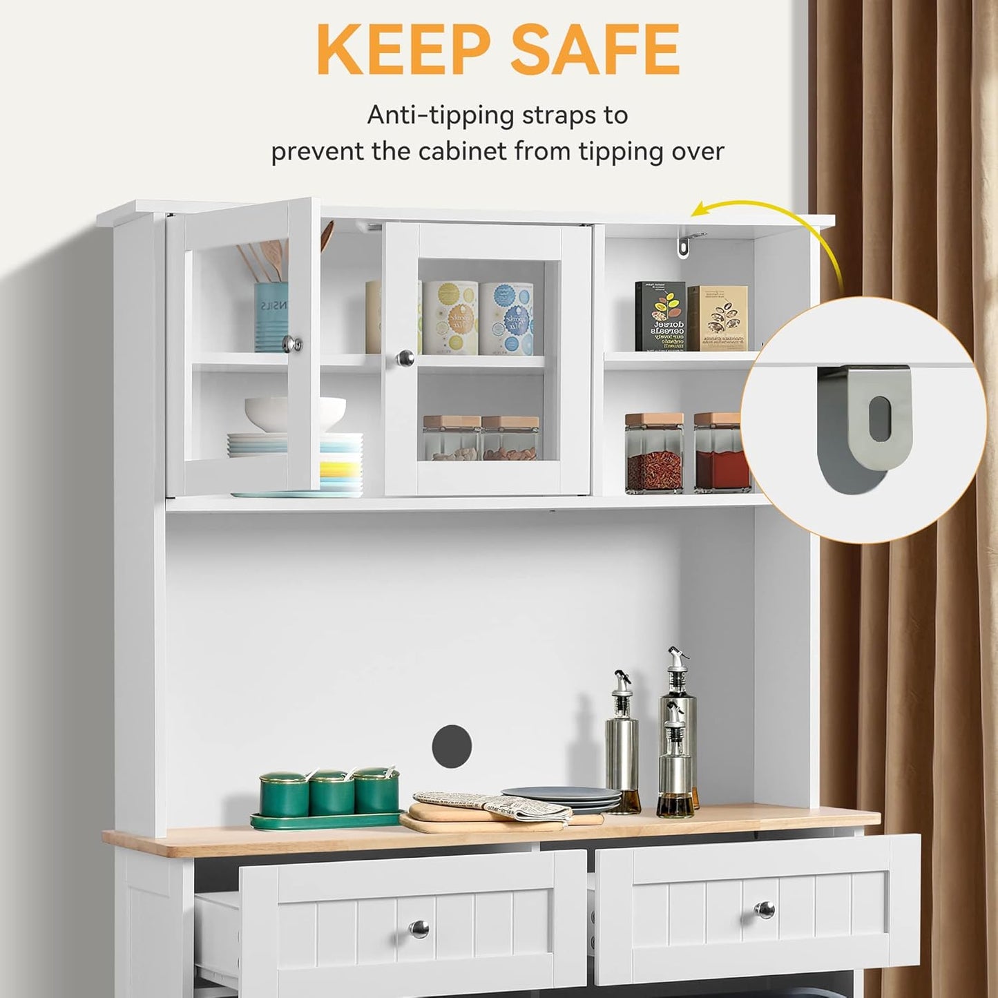 68.4" Kitchen Pantry Storage Cabinet - White - Image 6