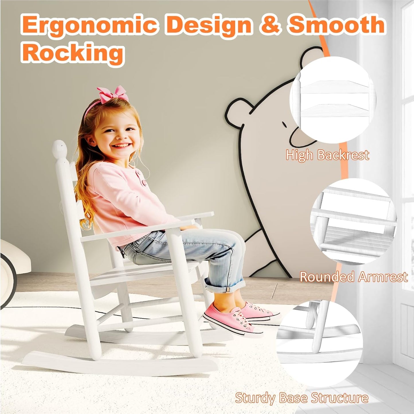 Child’s Wood Rocking Chair for Ages 3-6 - Image 5