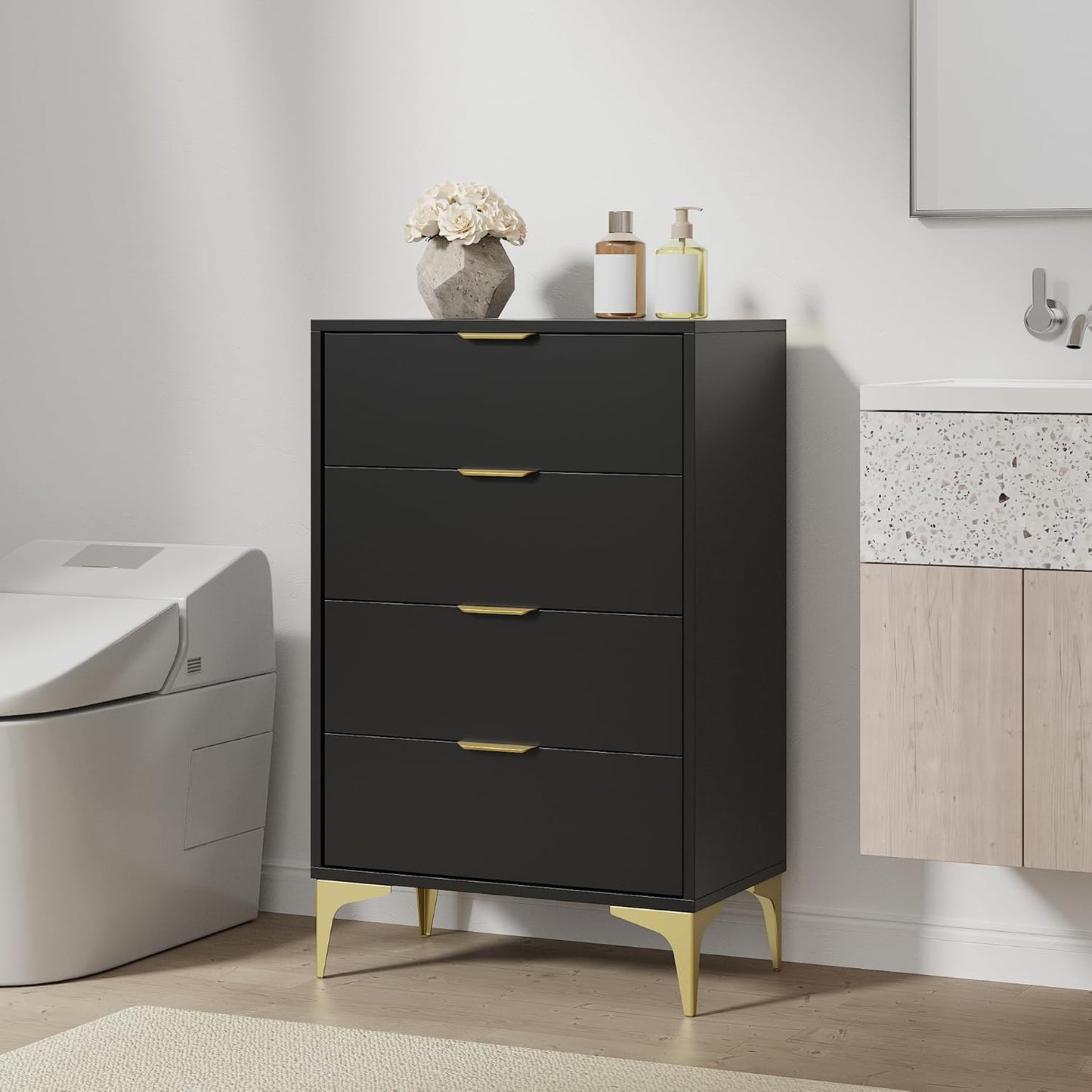 Dresser for Bedroom with 4 Drawers - Black - Image 7