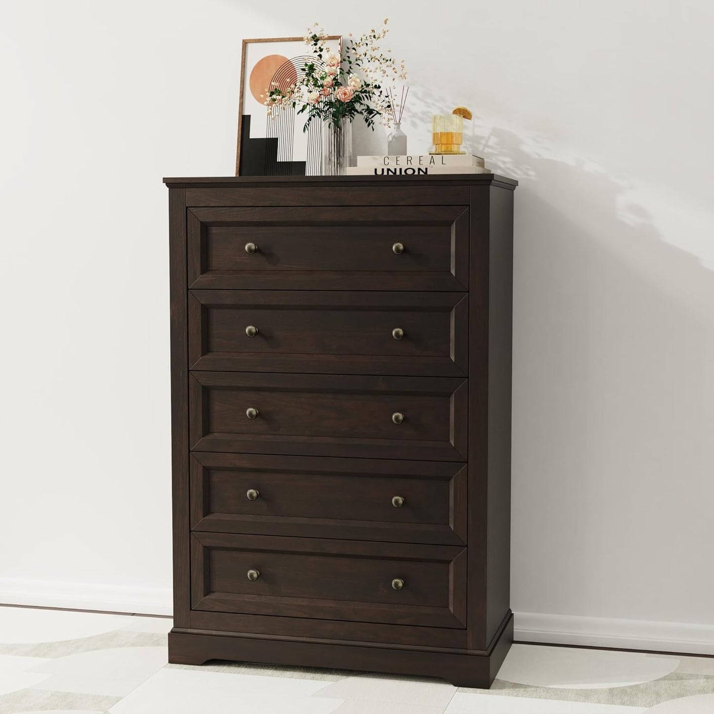 Farmhouse Dresser 5 Drawer (Brown) - Image 6