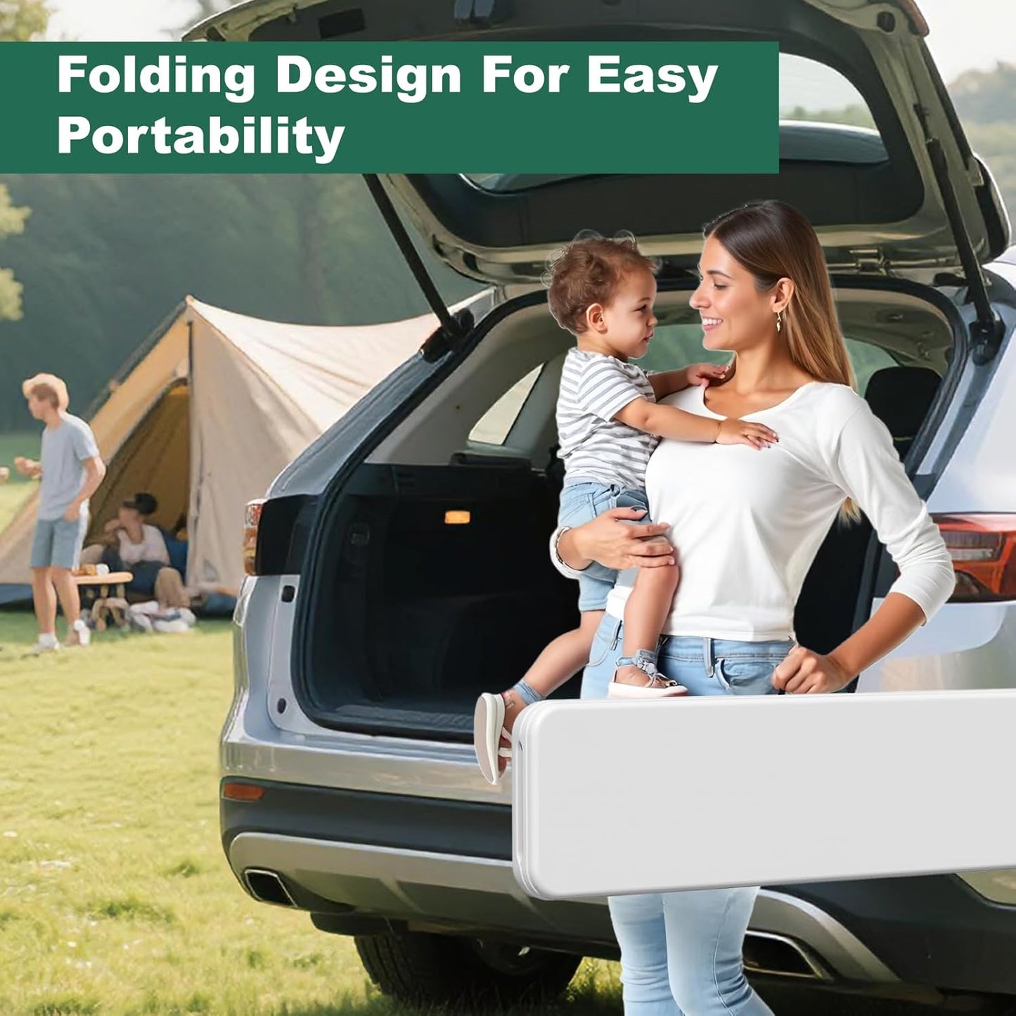 6ft Folding Bench 2 Pack, Plastic Folding Bench for Picnic Camping Dining Party Garden - Image 6