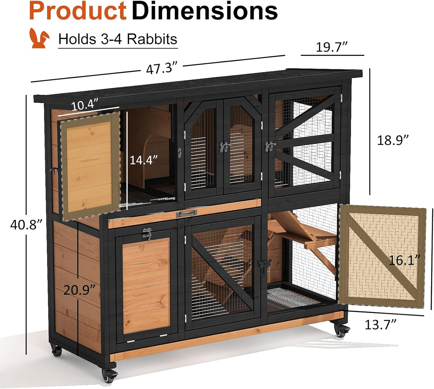 47.3" Two Story Rabbit Cage Bunny Cage Indoor - Image 3