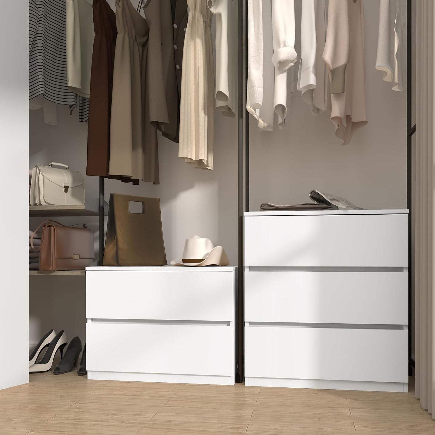 x 2 Drawer Dresser - White - SET OF 1 - Image 7