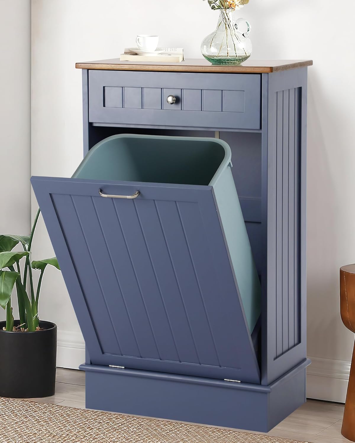 Tilt Out Single Trash Cabinet - HAZE BLUE - Image 2
