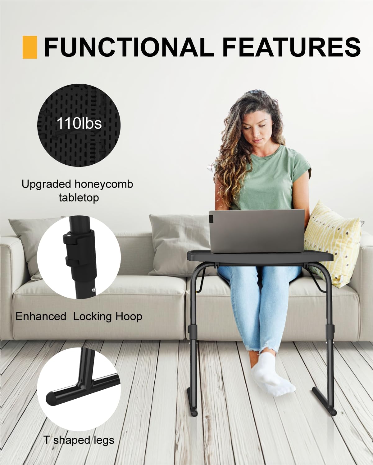 XL PRO TV Dinner Table with Cup Holder and Tablet Slot