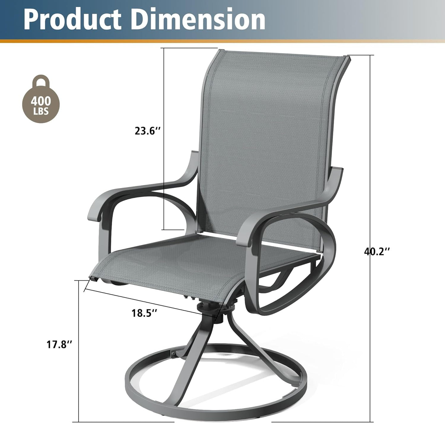 Patio Swivel Chair Set of 2 - GREY - Image 3