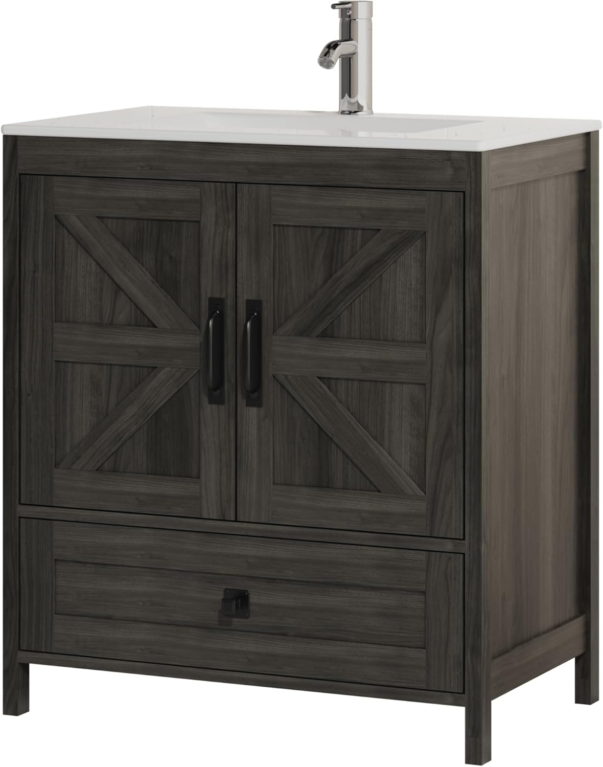 Bathroom Vanity with Ceramic Sink (30 Inch, Cabinet ONLY, Dark Grey) - Image 3