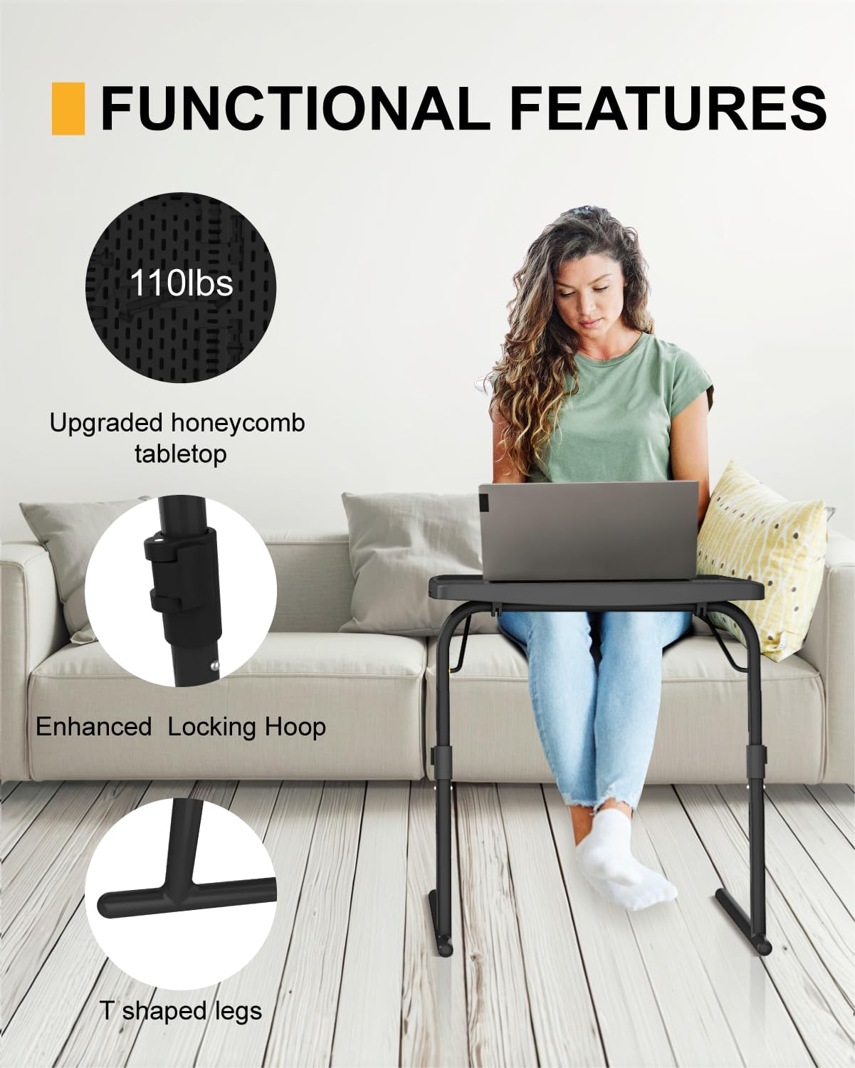 TV Tray Table, 16.9 x 22 x 29.1inch XL PRO Folding Dinner Table - Image 4