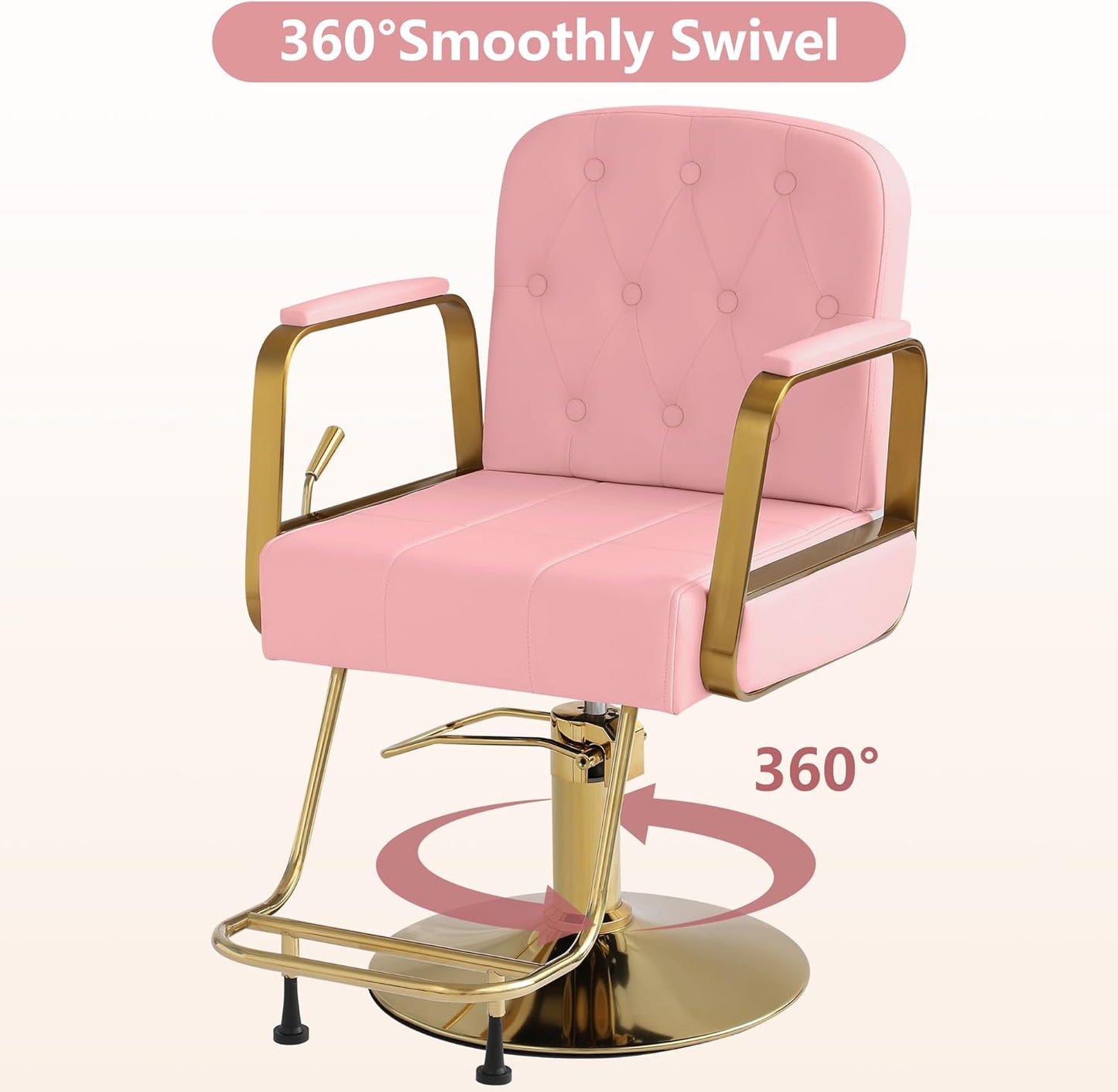 Barber Salon Chair for Hair Stylist - Pink Gold - Image 4