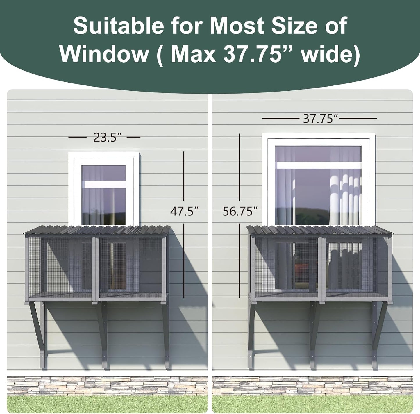 Cat Catio with Mosquito-Proof Net, Cat Window Perch for Large Indoor Cats - Image 3