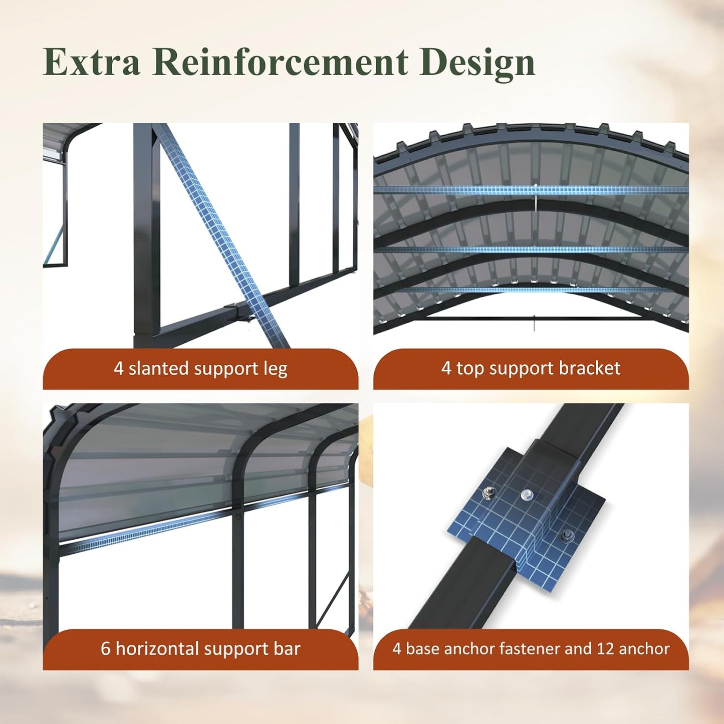 10x15 FT Heavy Duty Metal Carport Kit