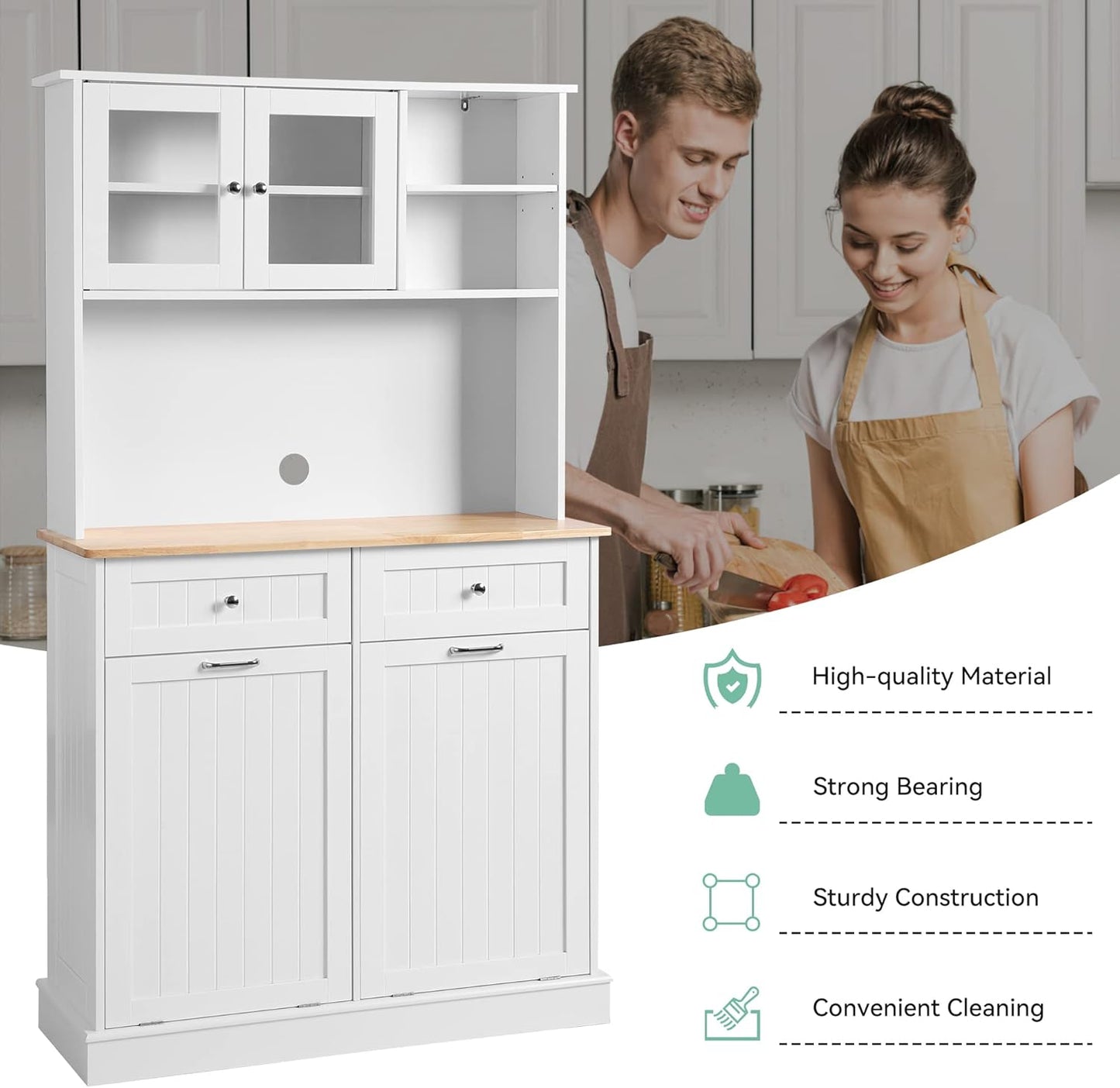 68.4" Kitchen Pantry Storage Cabinet - White - Image 5