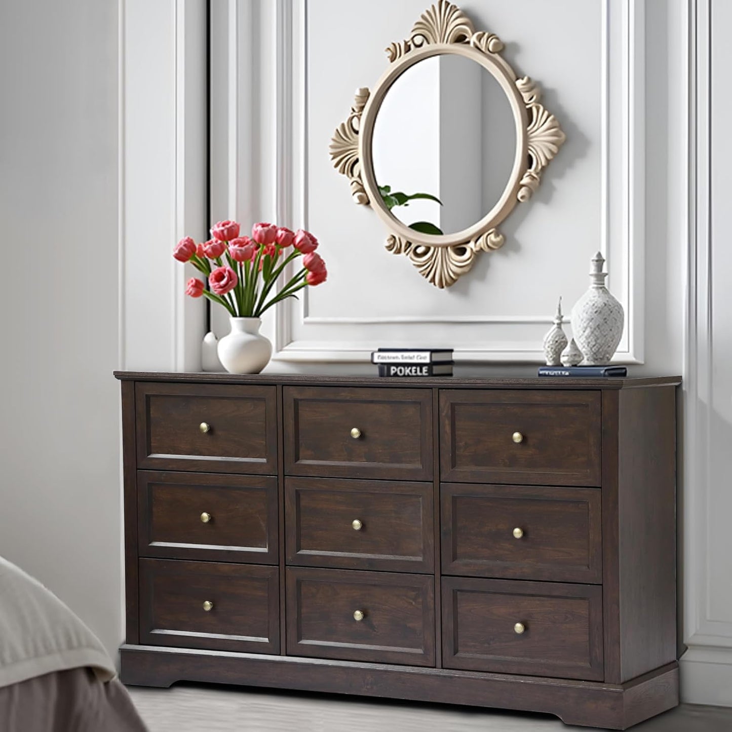 Farmhouse Dresser 9 Drawer (9 Drawers, Dark Brown) - 4COD001BR - Image 5