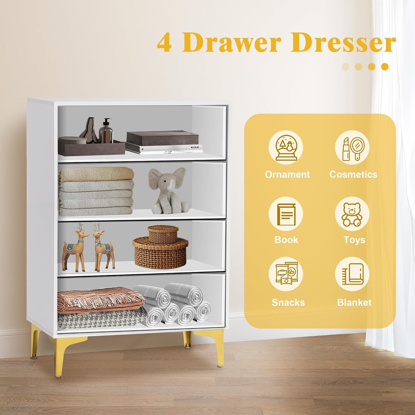 4 Drawer Dressers for Bedroom 1 PIECE - Image 6