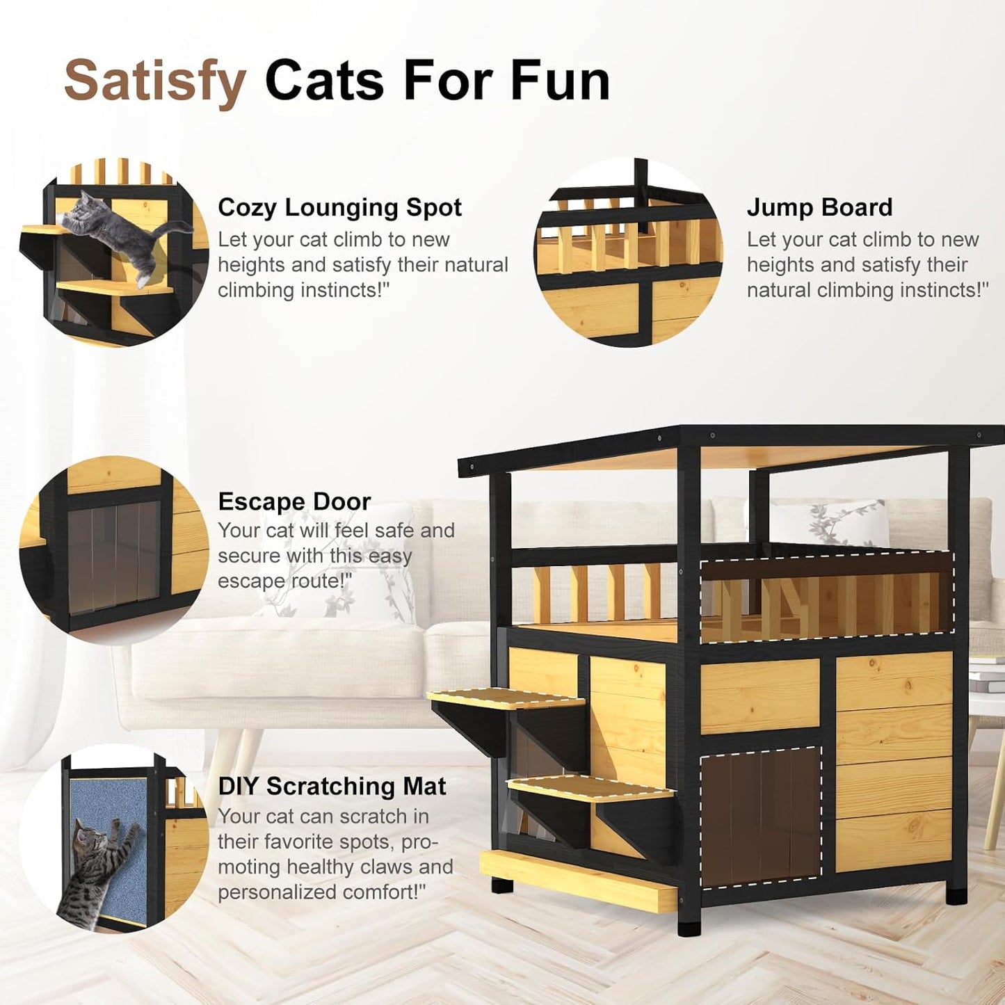 Outdoor Cat House Weatherproof - Outside Two Story Feral Cat Shelter - Image 4