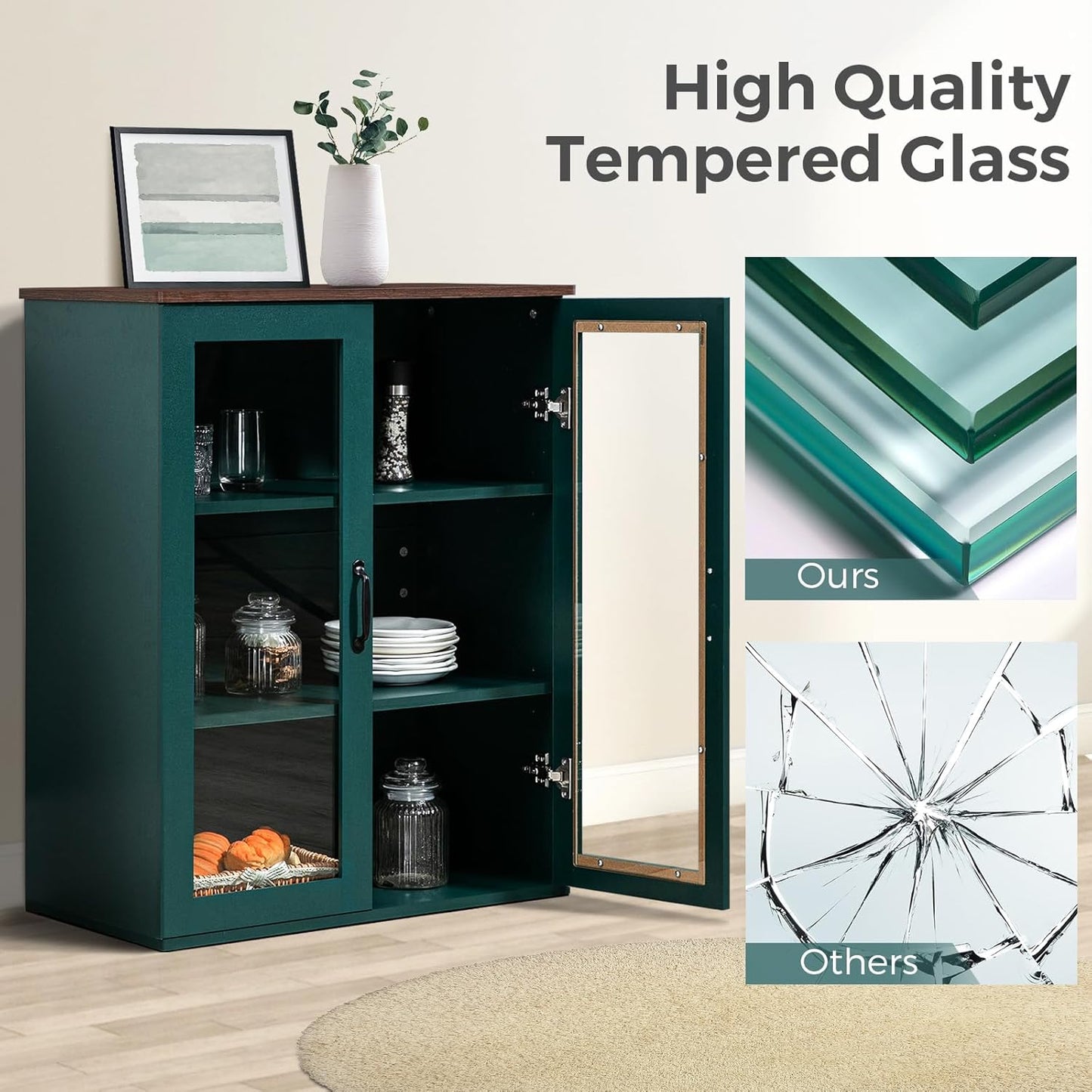 Buffet Cabinet with Tempered Glass Doors - Image 3