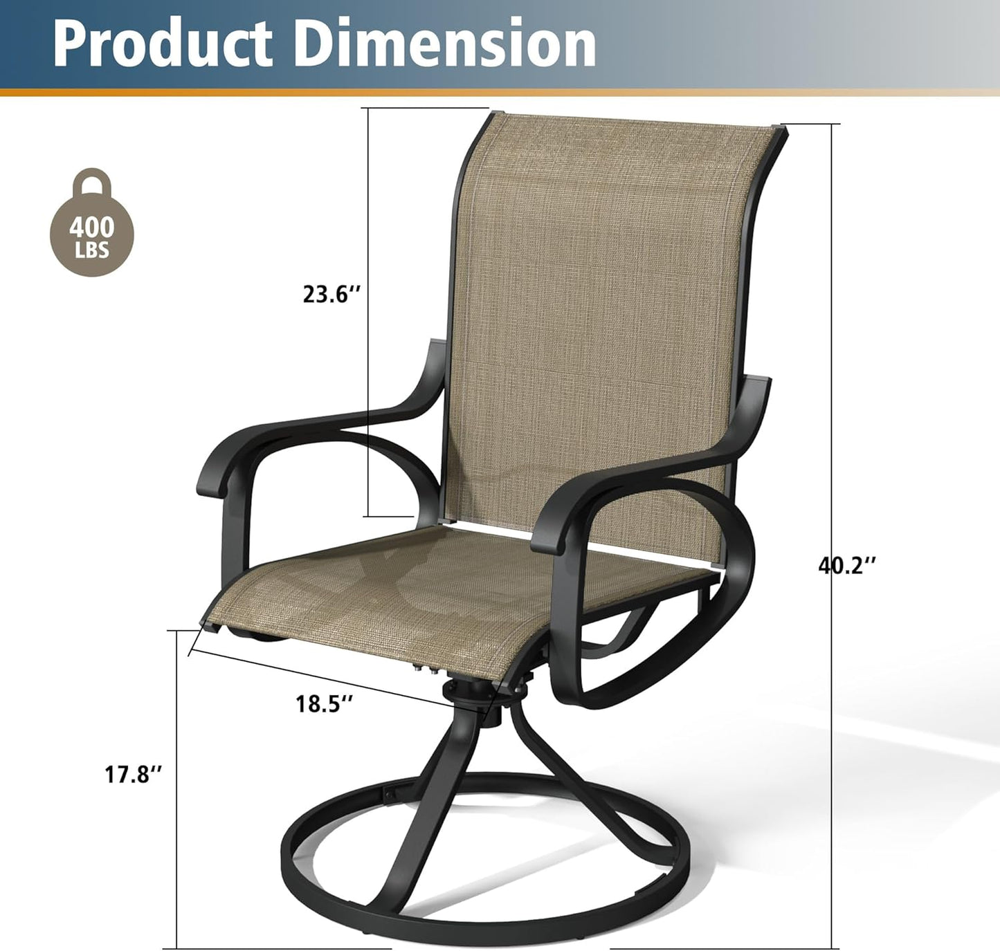 Patio Swivel Chair Set of 2 - Brown - Image 3