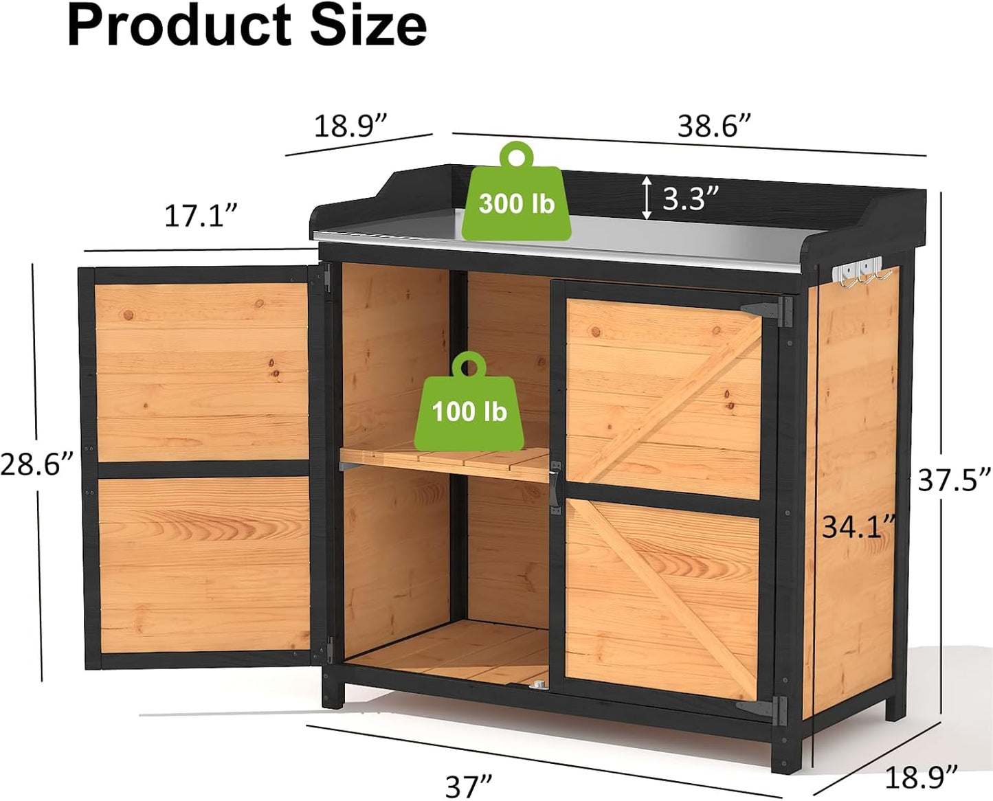 Outdoor Storage Cabinet with Metal Table Top - Image 3