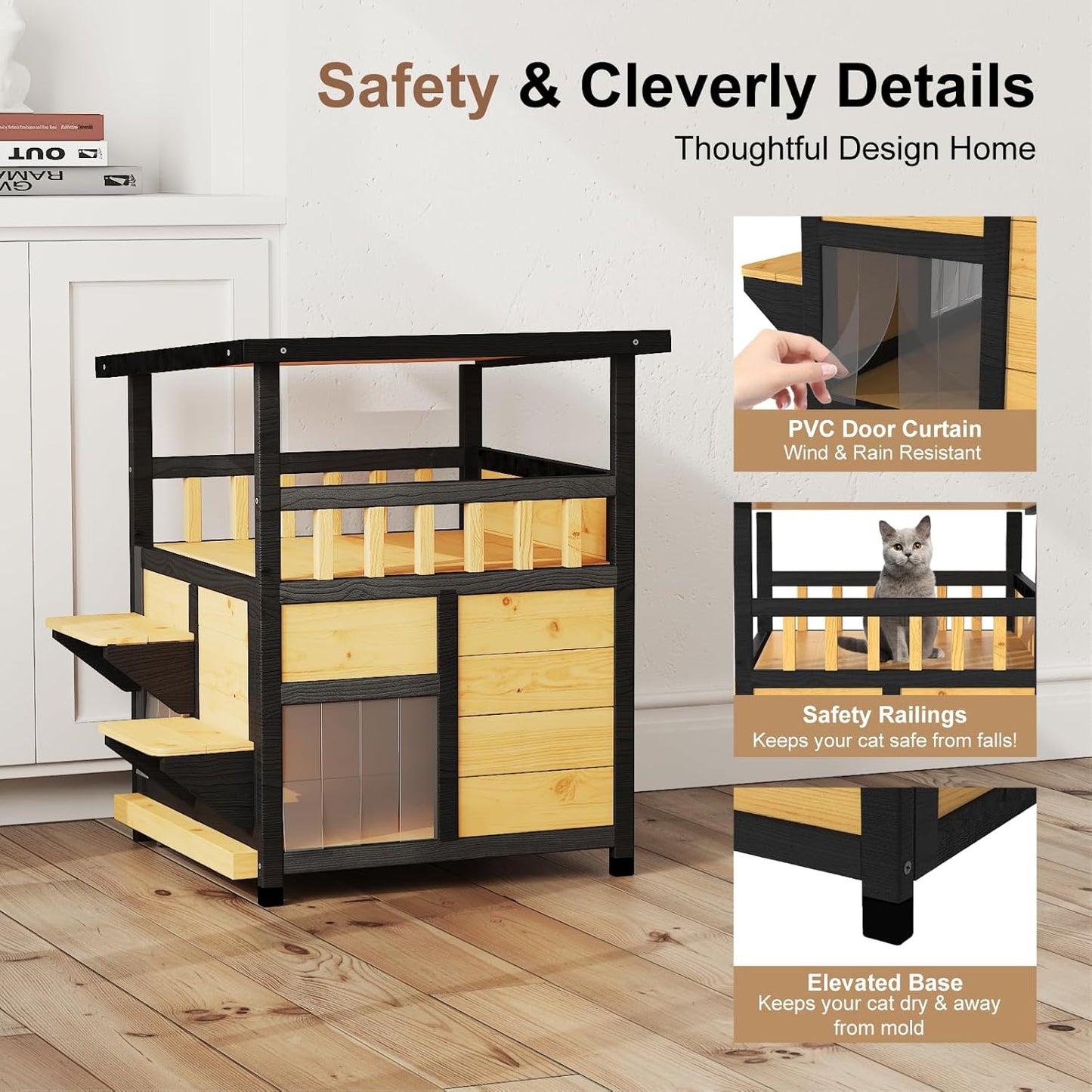 Outdoor Cat House Weatherproof - Outside Two Story Feral Cat Shelter - Image 6