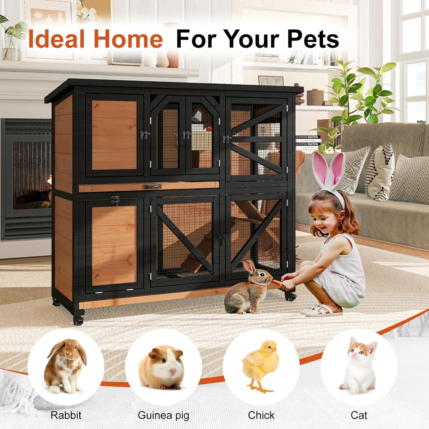 47.3" Two Story Rabbit Cage Bunny Cage Indoor - Image 6