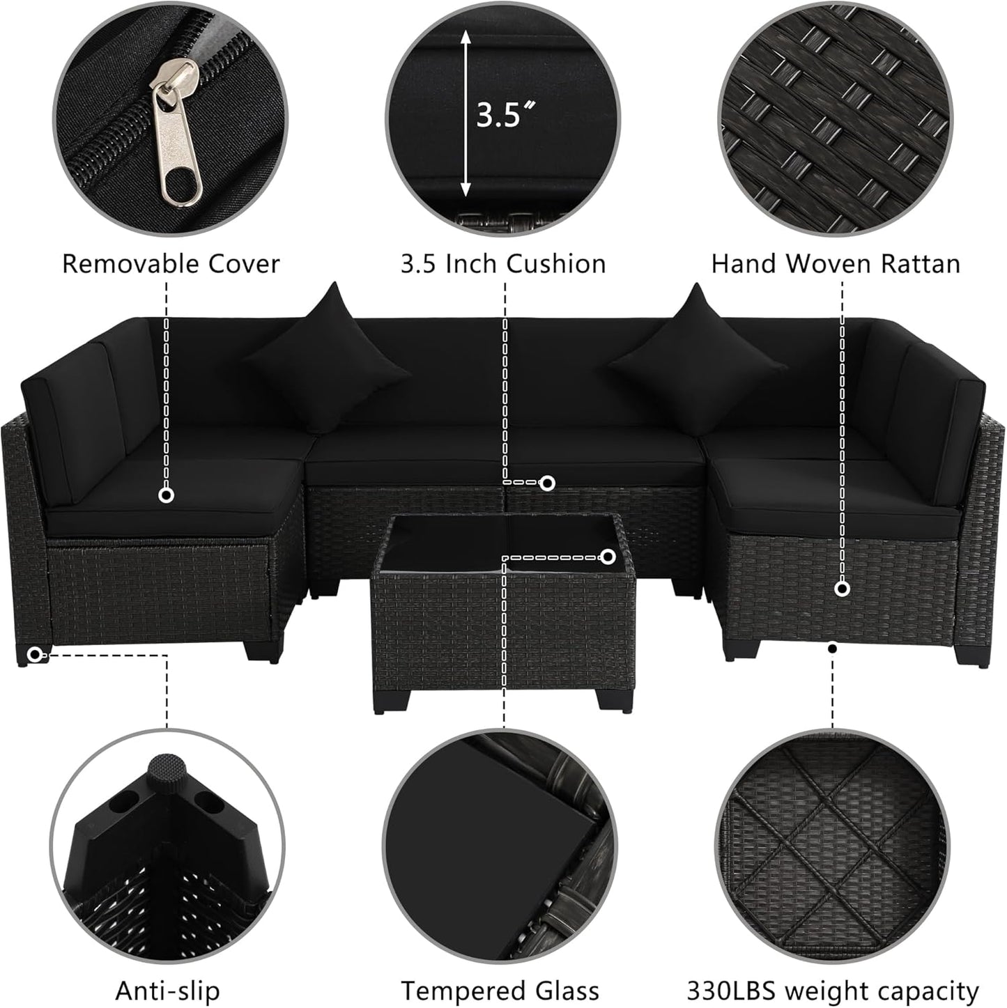 7 Piece Patio Set - 6117BL- A - Image 6