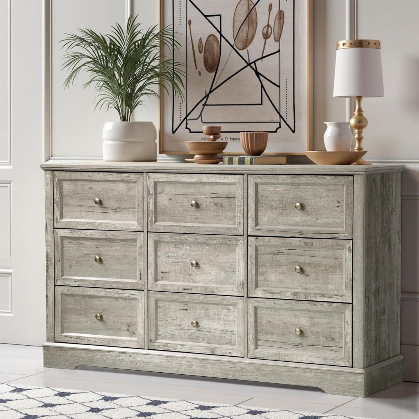 Farmhouse Dresser 9 Drawer (9 Drawers, Grey) - Image 2